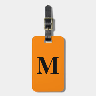 Tangerine Orange Schwarze Monogramme Name Geschenk Gepäckanhänger