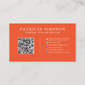 Tangerine Orange und Beige Cream QR-Code-Vorlage Visitenkarte (Rückseite)
