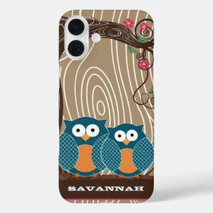 Tangerine Owl Holzoptik Baum Zickzack Farbe wählen iPhone 16 Plus Hülle
