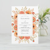 Tangerine Stately Autumnal Wedding Einladung (Stehend Vorderseite)