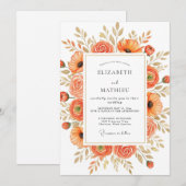 Tangerine Stately Autumnal Wedding Einladung (Vorne/Hinten)
