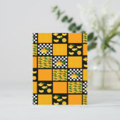 Tangerine und Karo-Patchwork Postkarte (Stehend Vorderseite)
