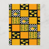 Tangerine und Karo-Patchwork Postkarte (Vorderseite)