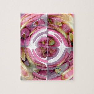 Tangerine und Rose abstrakte Collage Puzzle