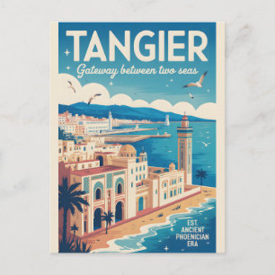 Tangier Marokko Retro-Reiseplakat-Kunst drucken Postkarte