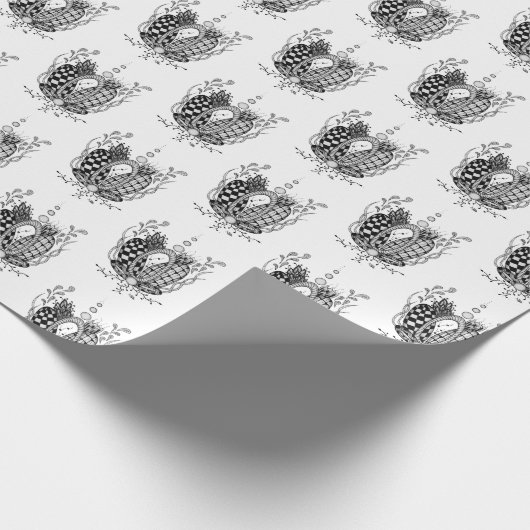 Tangle Art: Florales Design, Ovale - Geschenkpapier (Ecke)