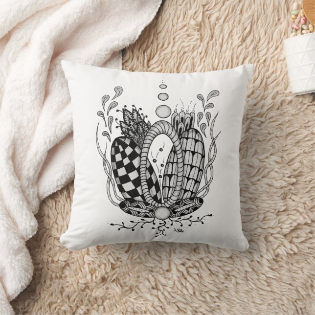 Tangle Art: Florales Design, Ovale -  Kissen (Decke)