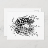 Tangle Art: Florales Design, Ovale Postkarte (Vorne/Hinten)
