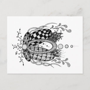 Tangle Art: Florales Design, Ovale Postkarte