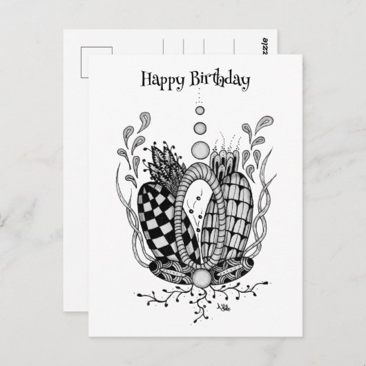 Tangle Art: Florales Design, Ovale - Postkarte (Vorne/Hinten)