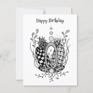 Tangle Art: Florales Design, Ovale - Postkarte