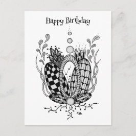 Tangle Art: Florales Design, Ovale - Postkarte