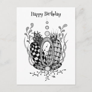Tangle Art: Florales Design, Ovale - Postkarte