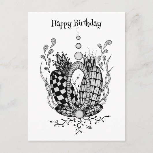 Tangle Art: Florales Design, Ovale - Postkarte (Vorderseite)