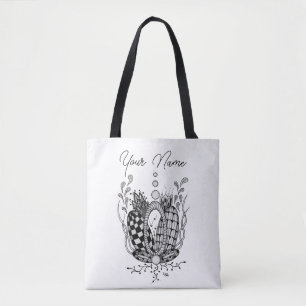 Tangle Art: Florales Design, Ovale -  Tasche