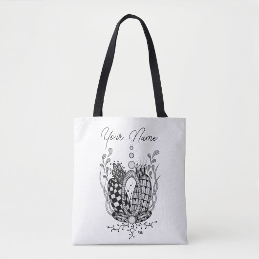 Tangle Art: Florales Design, Ovale - Tasche (Vorderseite)