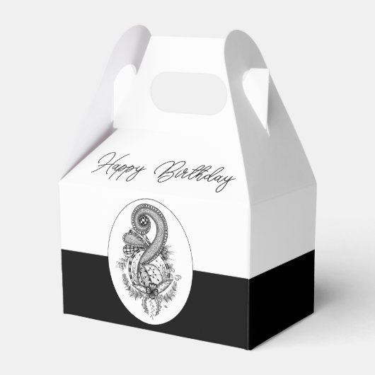 Tangle Art: Florales Motiv -  Geschenkschachtel (Vorderseite)