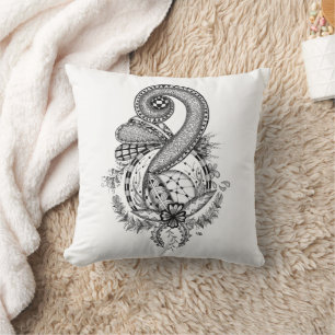 Tangle Art: Florales Motiv -  Kissen