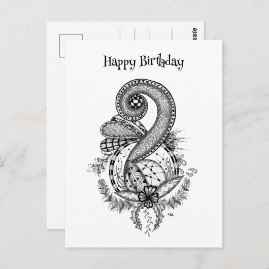 Tangle Art: Florales Motiv - Postkarte (Vorne/Hinten)