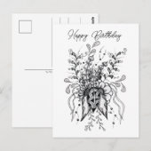 Tangle Blume gezeichnet - Postkarte (Vorne/Hinten)