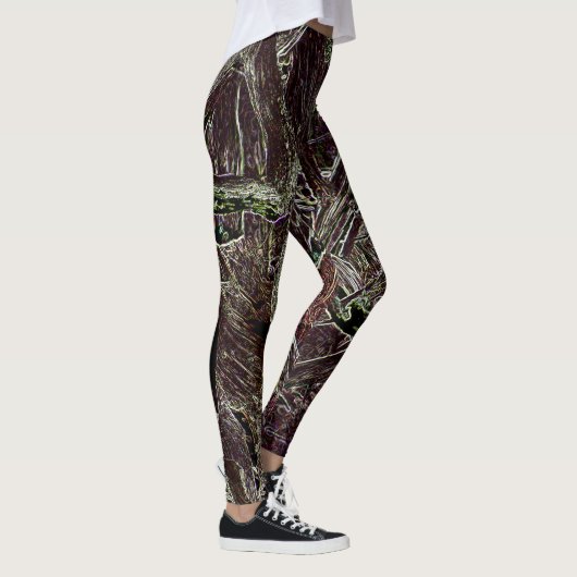 Tangled Branches Abstract 101  Green Leggings (Rechts)