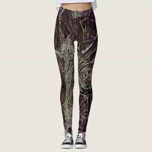 Tangled Branches Abstract 101  Green Leggings (Vorderseite)