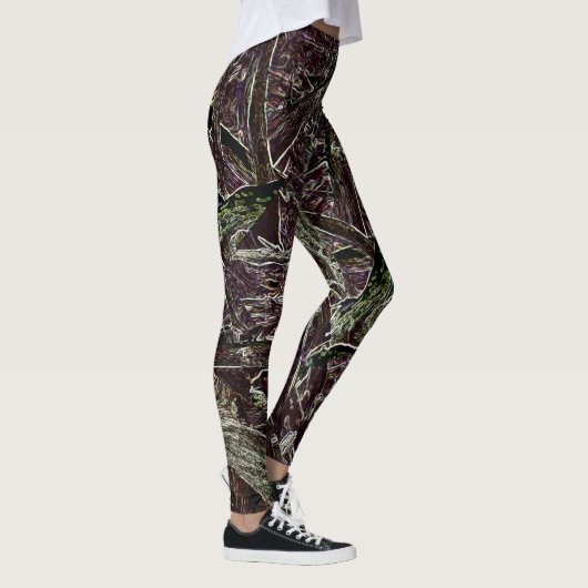 Tangled Branches Abstract 101 Green Leggings (Rechts)