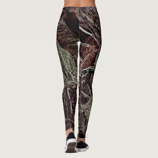 Tangled Branches Abstract 101 Green Leggings (Rückseite)
