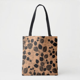 Tangled Foliage Canopy - black leaves on peach Tasche
