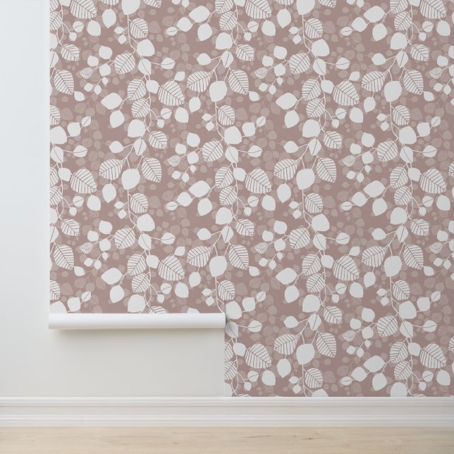 Tangled Foliage Canopy XL white leaves muted pink Tapete (Anwendung)