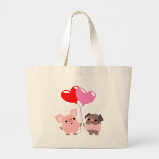 Tangled Hearts (Cartoon Pigs Bag) Jumbo Stoffbeutel