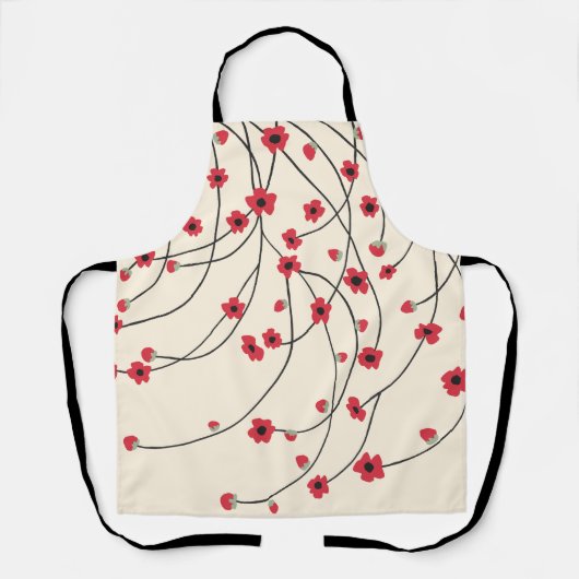 Tangled in Bloom Crimson Red Warm Vanilla Schürze (Vorderseite)