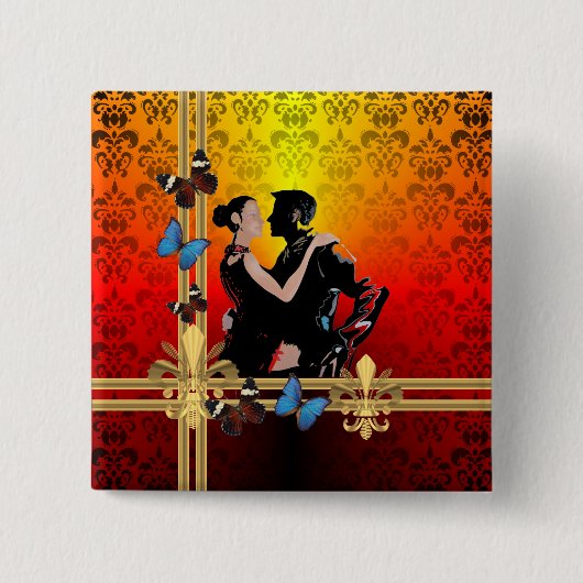 Tango auf Damast Button (Vorderseite)