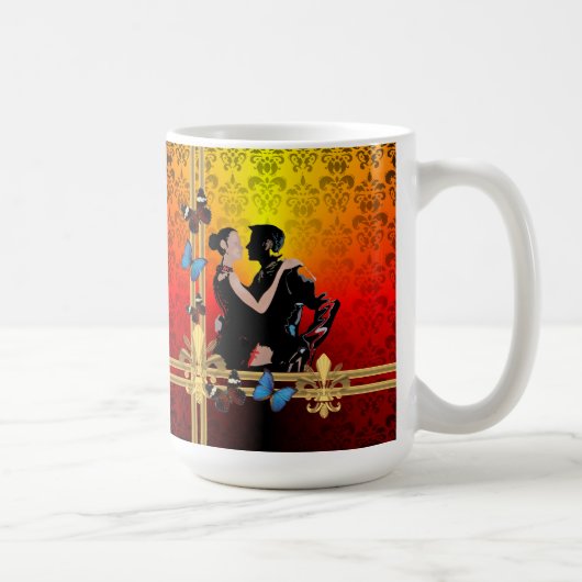 Tango auf Damast Kaffeetasse (Rechts)