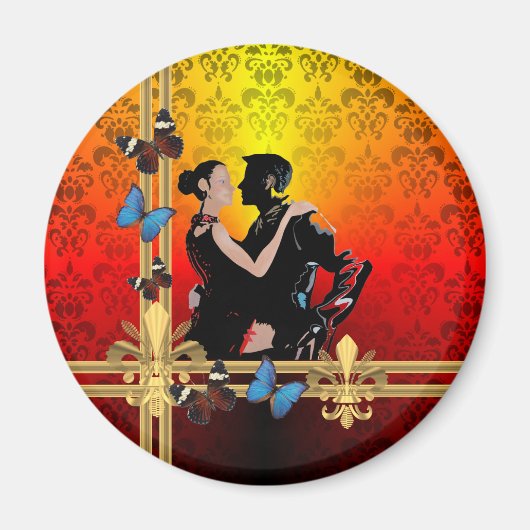 Tango auf Damast Magnet (Vorne)