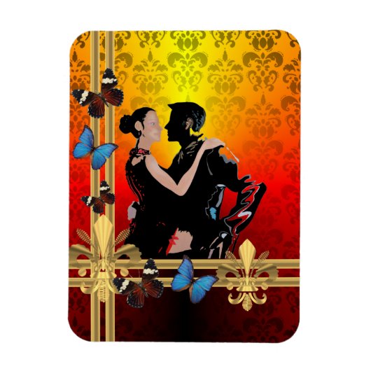 Tango auf Damast Magnet (Vertikal)