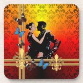Tango auf Damast Untersetzer (Vorderseite)
