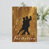 Tango Ball Carnival Dance Party Molten Gold Glam Einladung (Stehend Vorderseite)