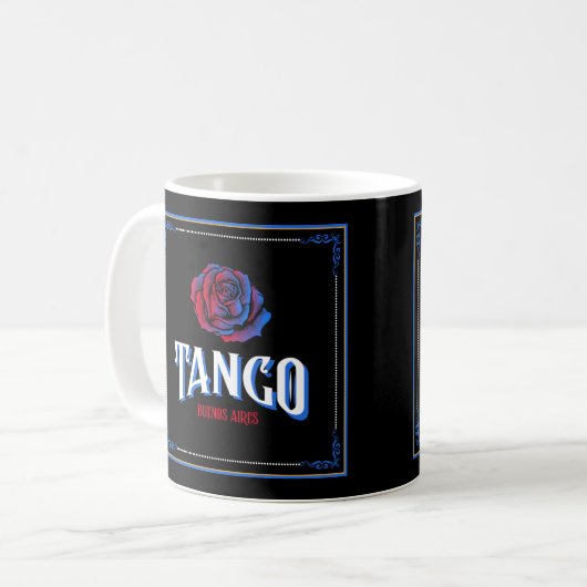 Tango Buenos Aires Fileteado Porteño Kaffeetasse (Vorderseite Links)