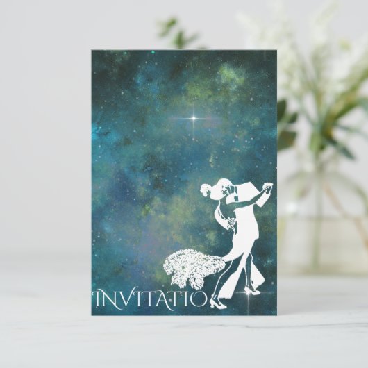 Tango Classic Dance Personalisiert Glam Galaxy Einladung (Stehend Vorderseite)