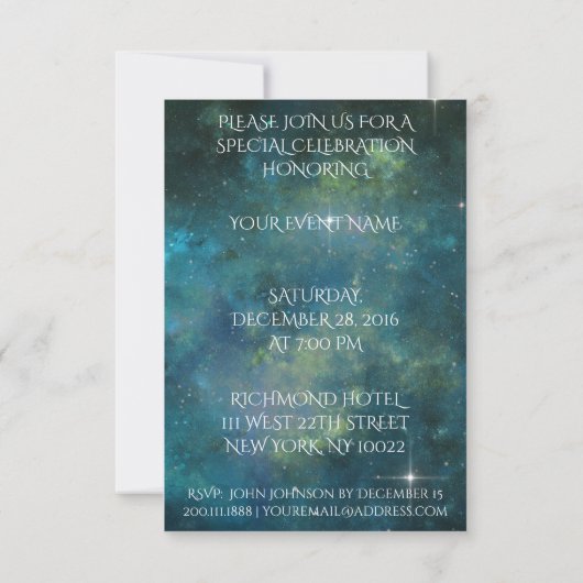 Tango Classic Dance Personalisiert Glam Galaxy Einladung (Rückseite)