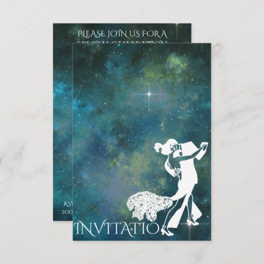 Tango Classic Dance Personalisiert Glam Galaxy Einladung (Vorne/Hinten)