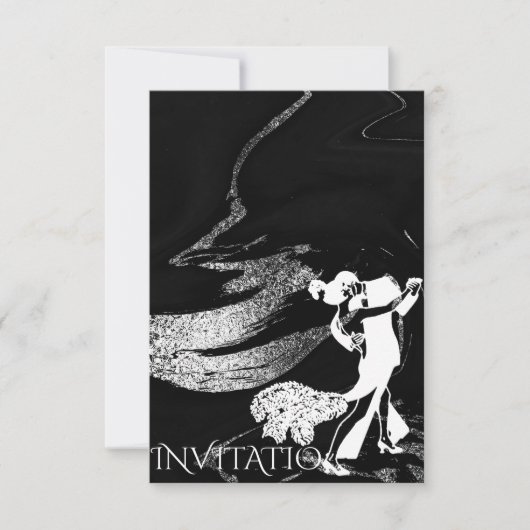 Tango Dance Art Nouveau Black Marble Einladung (Vorderseite)