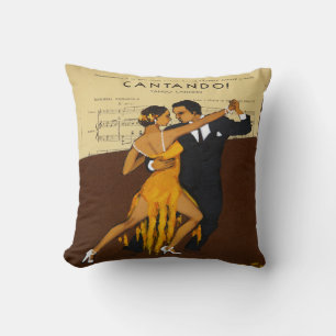 Tango Dance Couple Vintage Poster Print Kissen