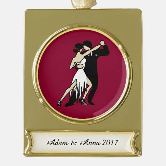 Tango Dancers Banner-Ornament Gold (Vorderseite)