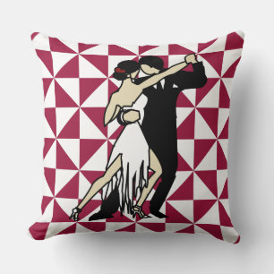 Tango Dancers Burgundy und White Geometric Kissen