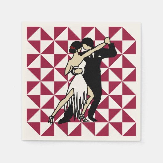Tango Dancers Burgundy und White Geometric Serviette (Vorderseite)