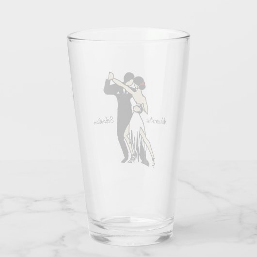 Tango Dancers Glass im Retro-Stil Glas (Rückseite)