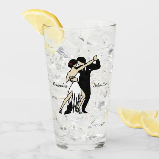 Tango Dancers Glass im Retro-Stil Glas (Vorderseite Ice)