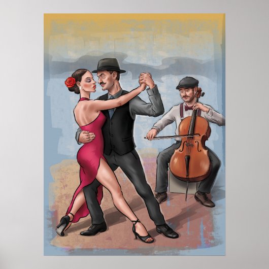 Tango Dancers - HandGezeichnet Art Poster (kein Te (Vorne)